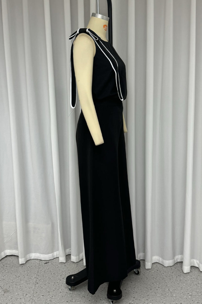 Casual Street Pocket Bow Decor O Neck Sleeveless Two Pieces - Fashionpara