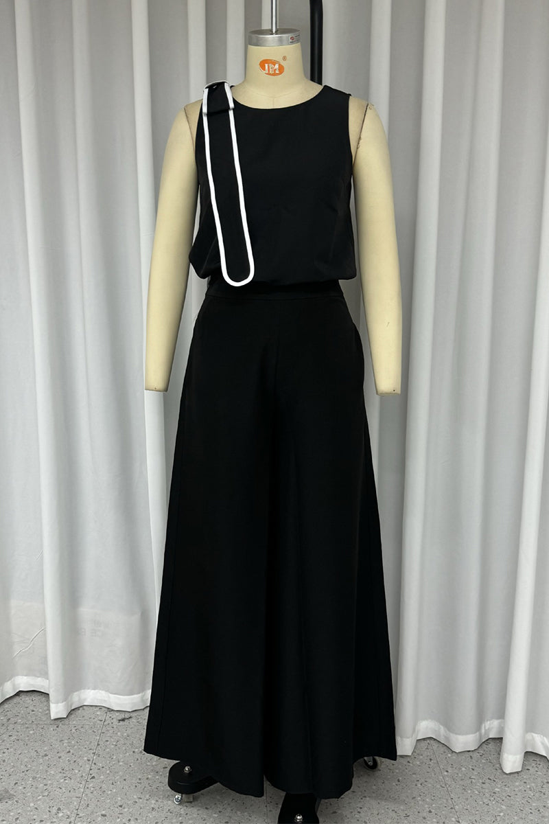 Casual Street Pocket Bow Decor O Neck Sleeveless Two Pieces - Fashionpara