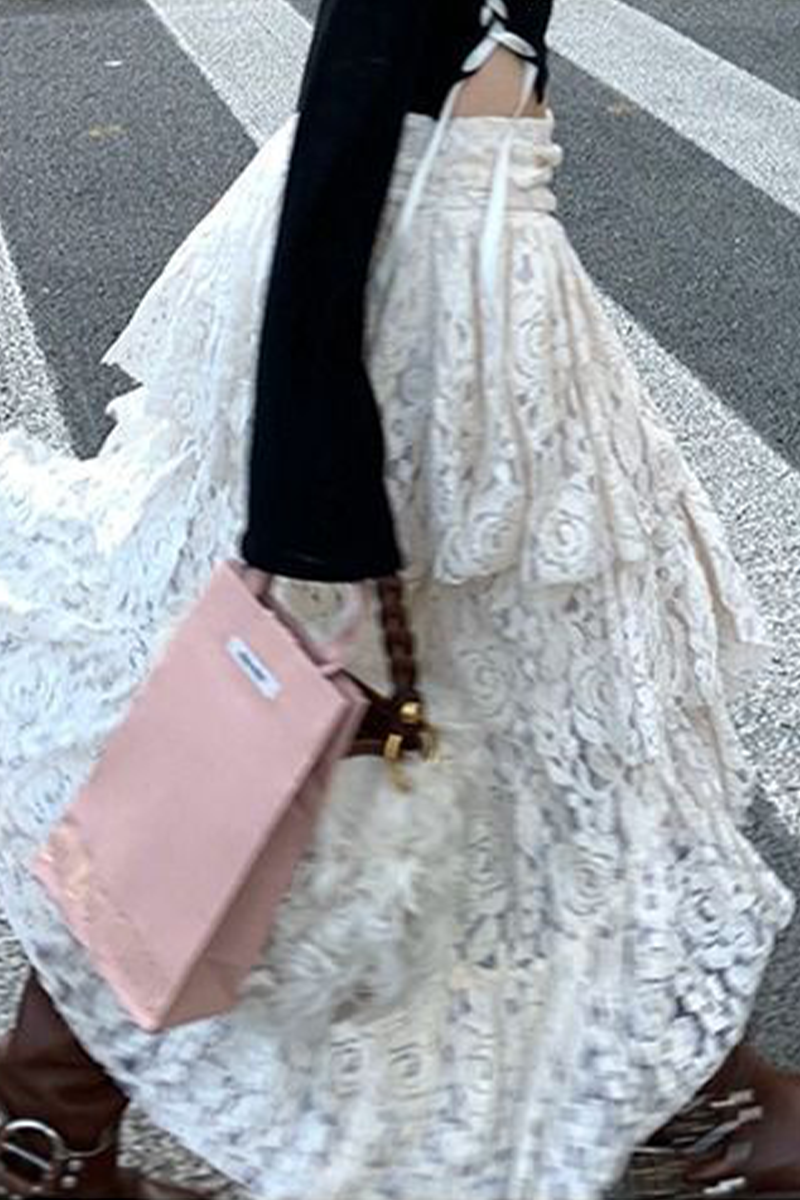 Casual Street Lace Irregular High Waist Bottoms - Fashionpara