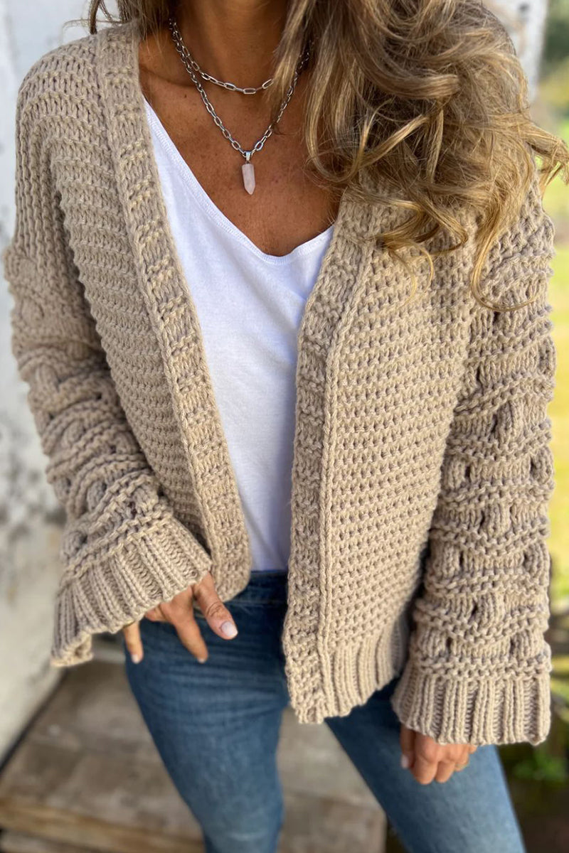 Versatile V Neck Knitted Jacket in Solid Colors for All Occasions