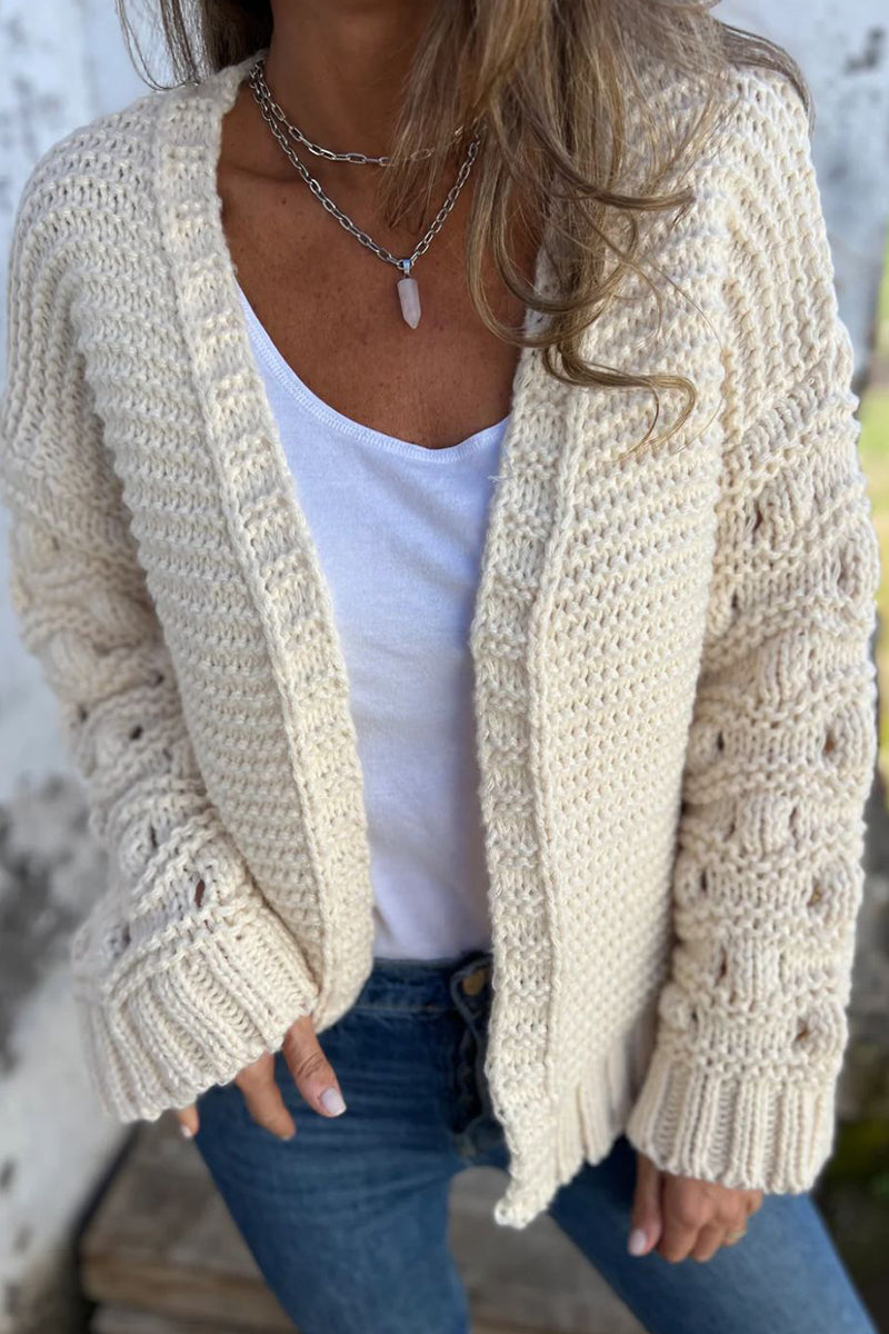 Versatile V Neck Knitted Jacket in Solid Colors for All Occasions