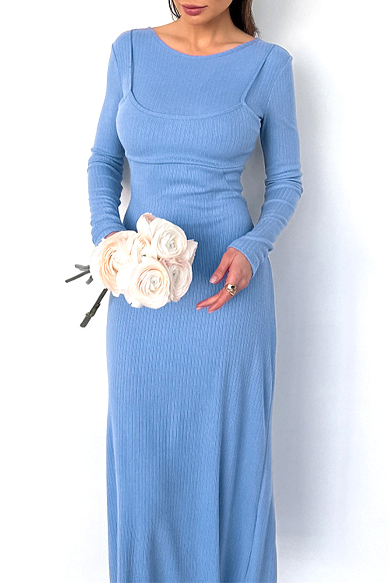 Street Elegant Potholes O Neck One Step Skirt Dresses(fake two pieces) - Fashionpara