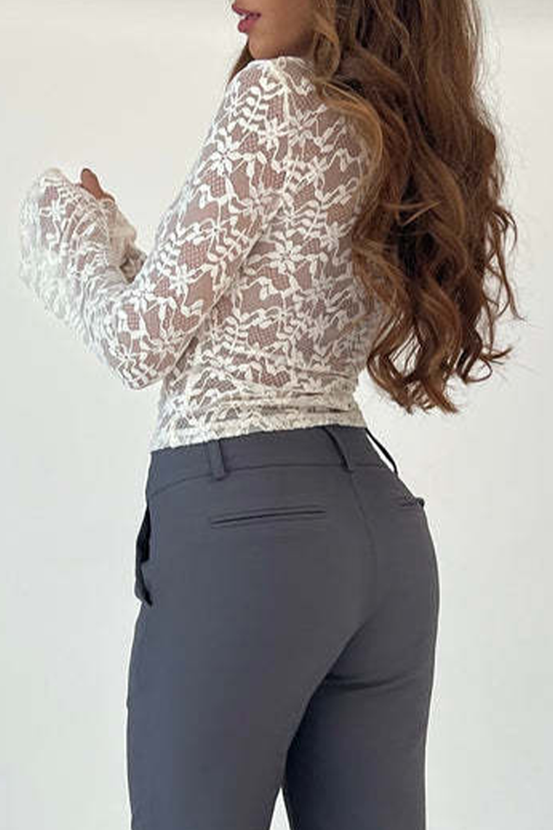 Sexy Solid Color Lace V Neck Tops(4 Colors) - Fashionpara