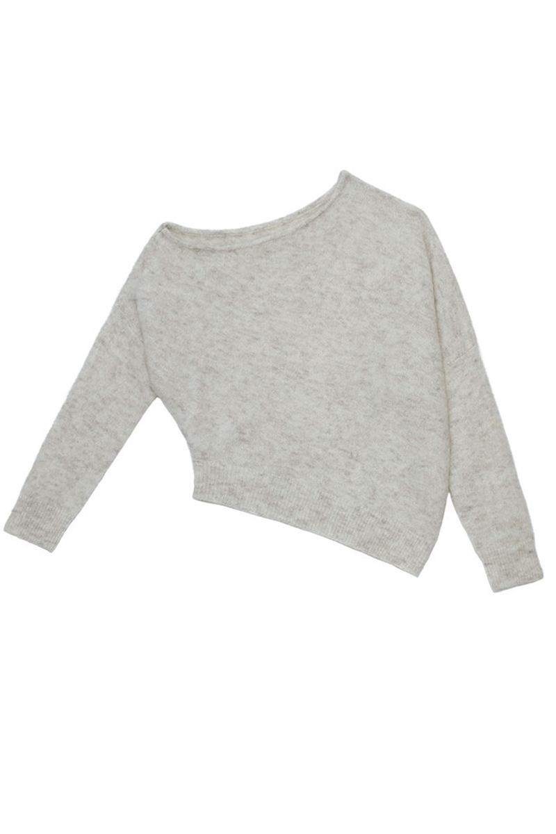 Florcoo Oblique Collar Sweater in Three Stylish Colors