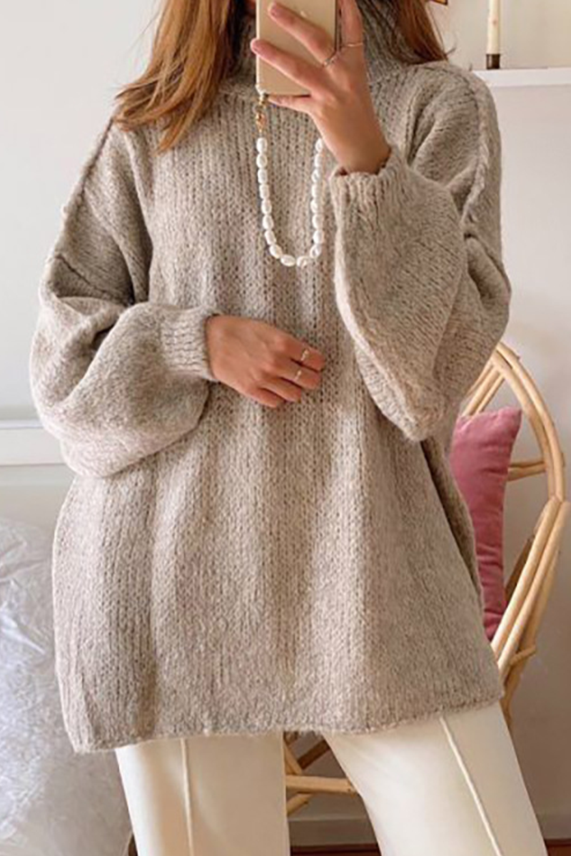 Bohonini Casual Patchwork Weave Half Turtleneck Sweater