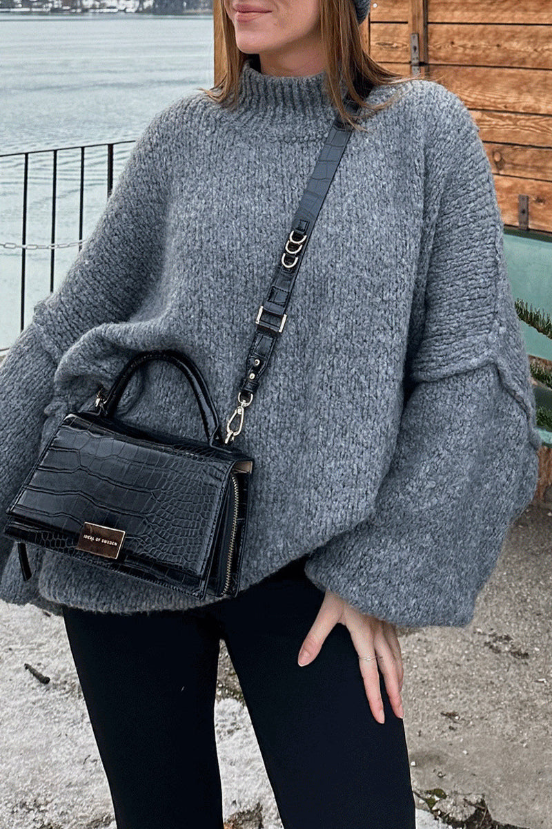 Bohonini Casual Patchwork Weave Half Turtleneck Sweater