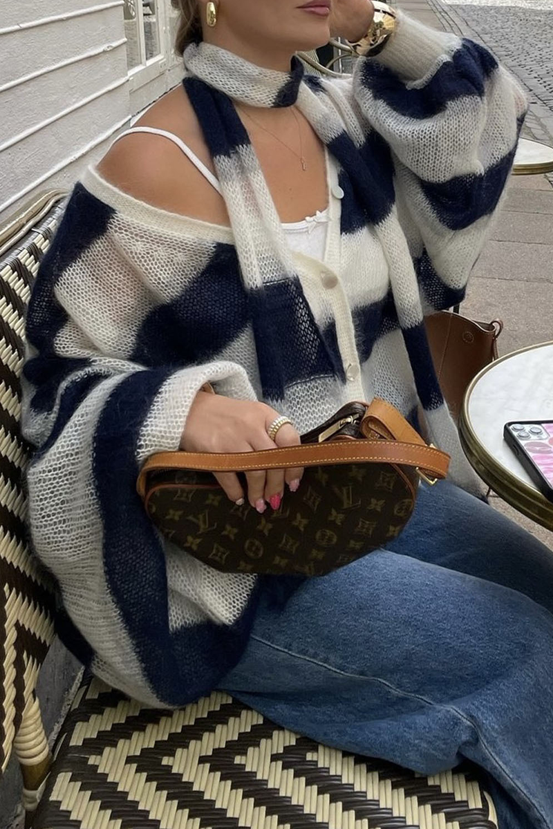 Bohonini Casual Stripe V-Neck Cardigans in 4 Stylish Colors