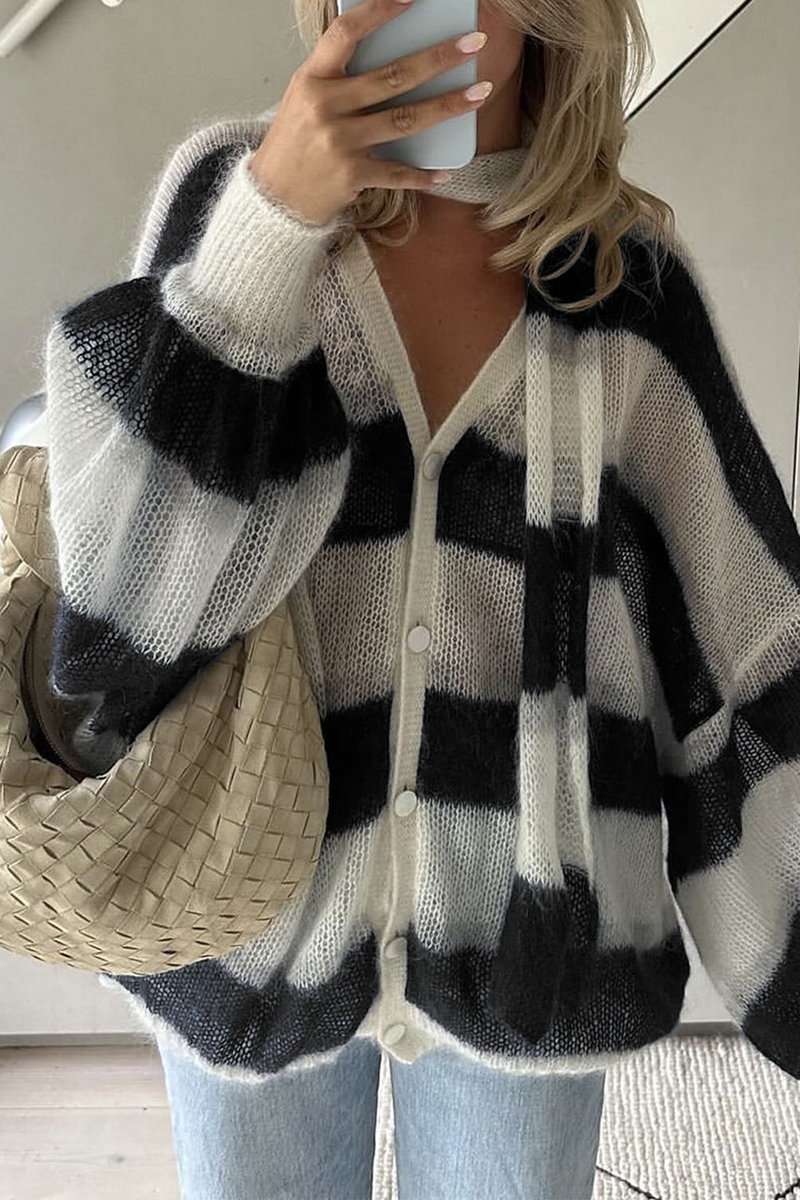 Bohonini Casual Stripe V-Neck Cardigans in 4 Stylish Colors