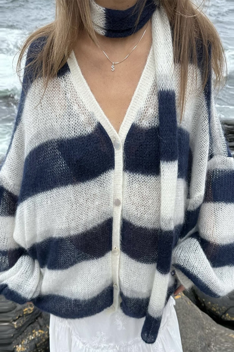 Bohonini Casual Stripe V-Neck Cardigans in 4 Stylish Colors