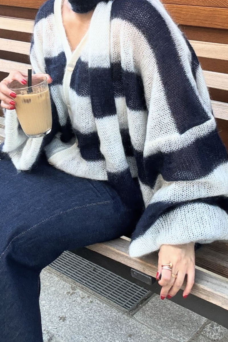 Bohonini Casual Stripe V-Neck Cardigans in 4 Stylish Colors