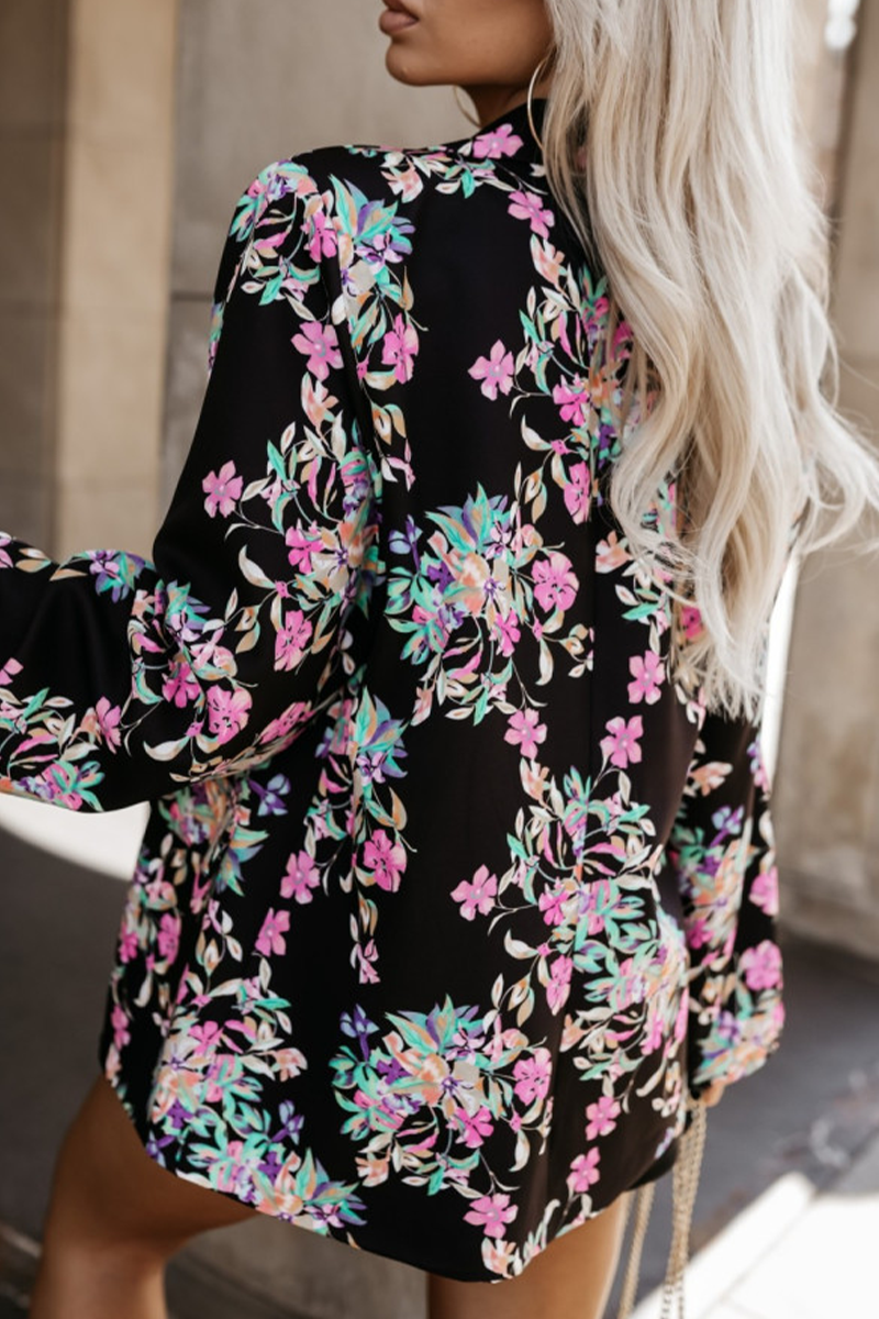 Bohonini Casual Leopard Lace-Up Turn-Back Collar Jacket