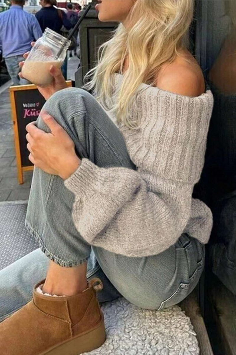 Flornana Off Shoulder Weave Sweater for Effortless Style