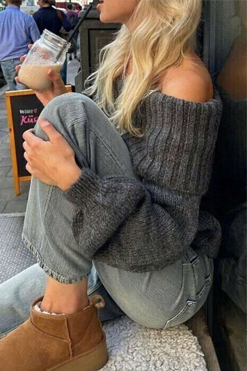 Flornana Off Shoulder Weave Sweater for Effortless Style