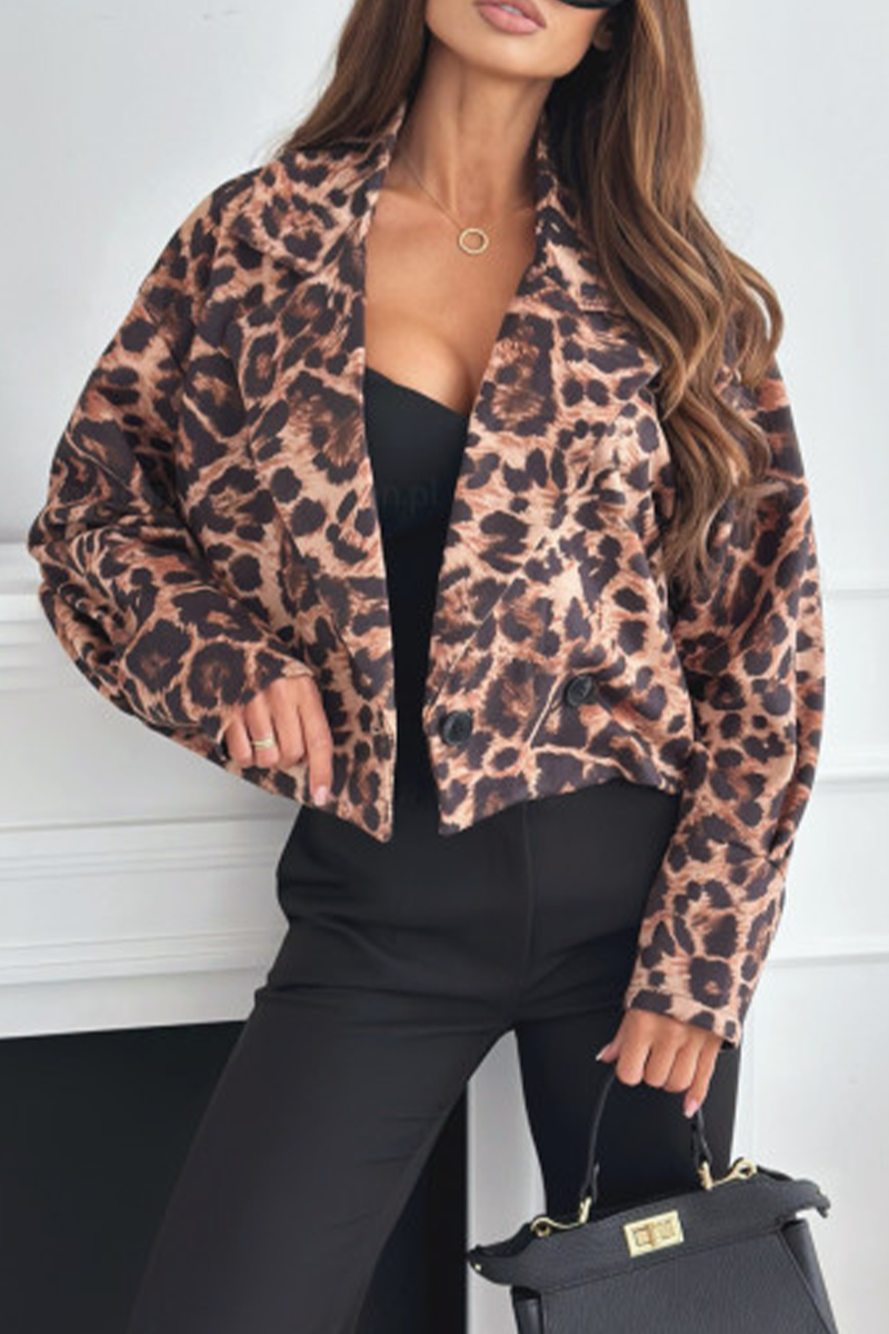 Zebra Print Contrast Blazer with Turn-back Collar - Chic Style