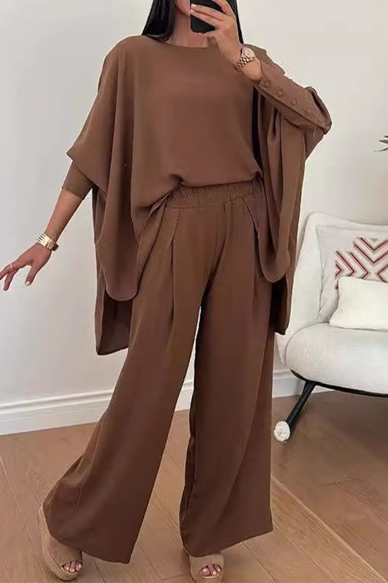 Casual Street Slit O Neck Long Sleeve Two Pieces(3 Colors) - Fashionpara