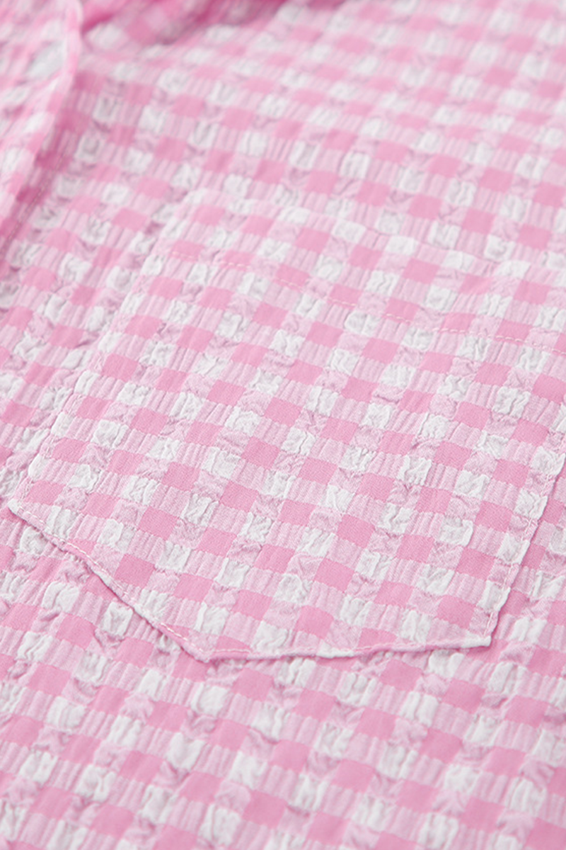 Casual Street Plaid Buttons Contrast Turndown Collar Long Sleeve Two Pieces - Fashionpara