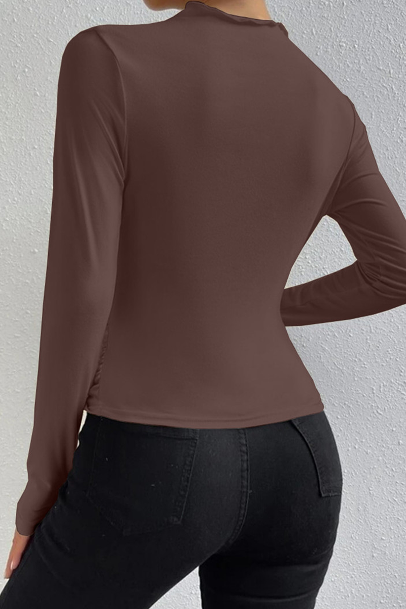 Casual Daily Ruched Half A Turtleneck Tops(5 Colors) - Fashionpara