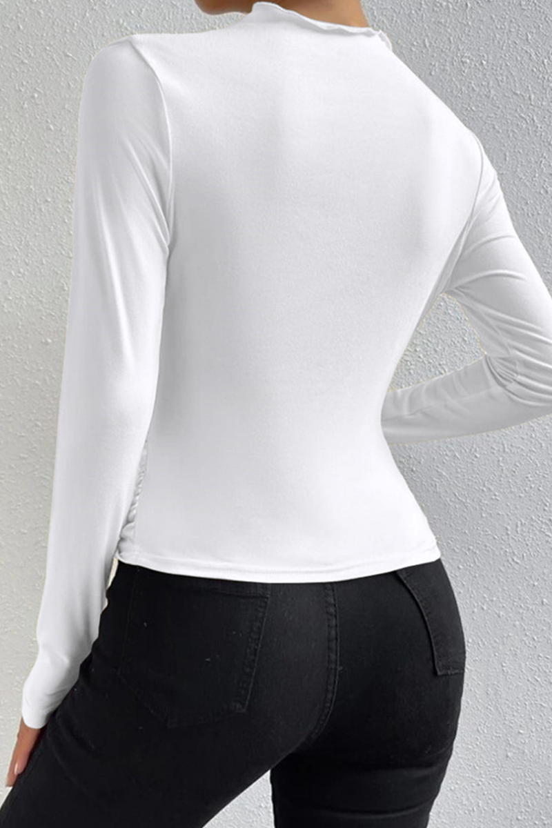 Casual Daily Ruched Half A Turtleneck Tops(5 Colors) - Fashionpara