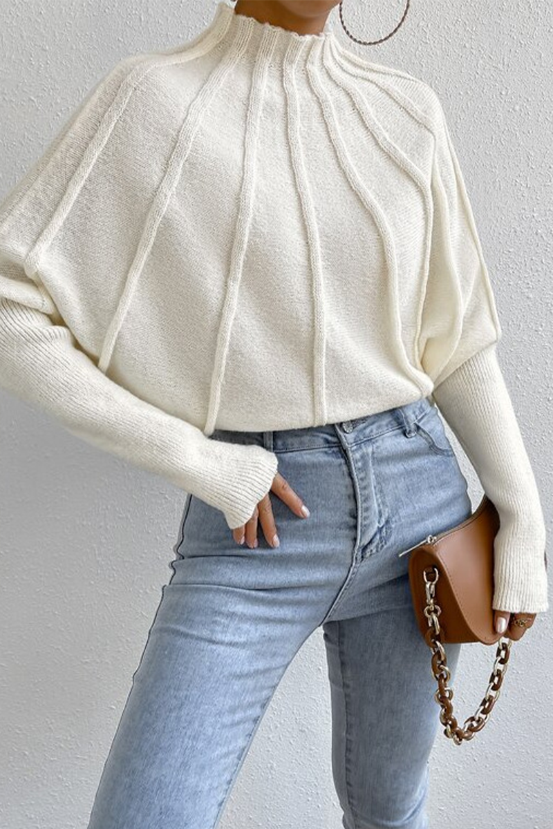 Bohonini Casual Patchwork Weave Half Turtleneck Sweater