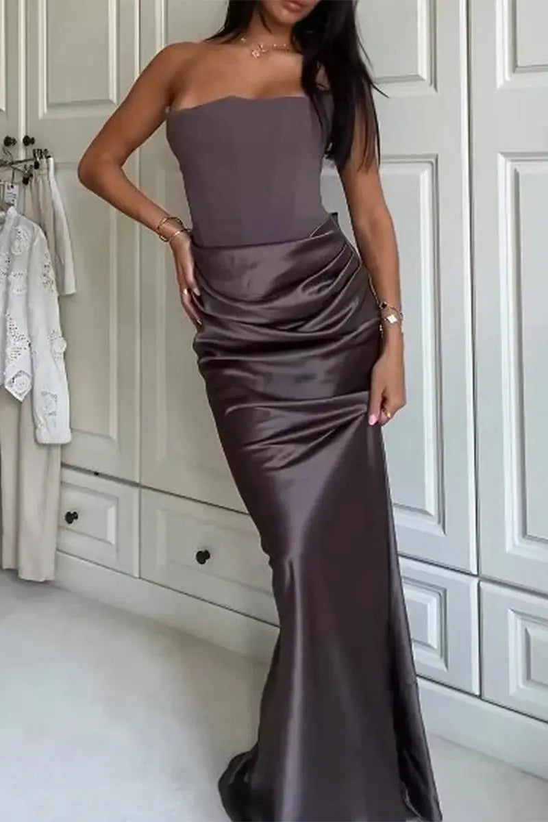 Sexy Prom Ruched Strapless Evening Dresses  Fashionpara