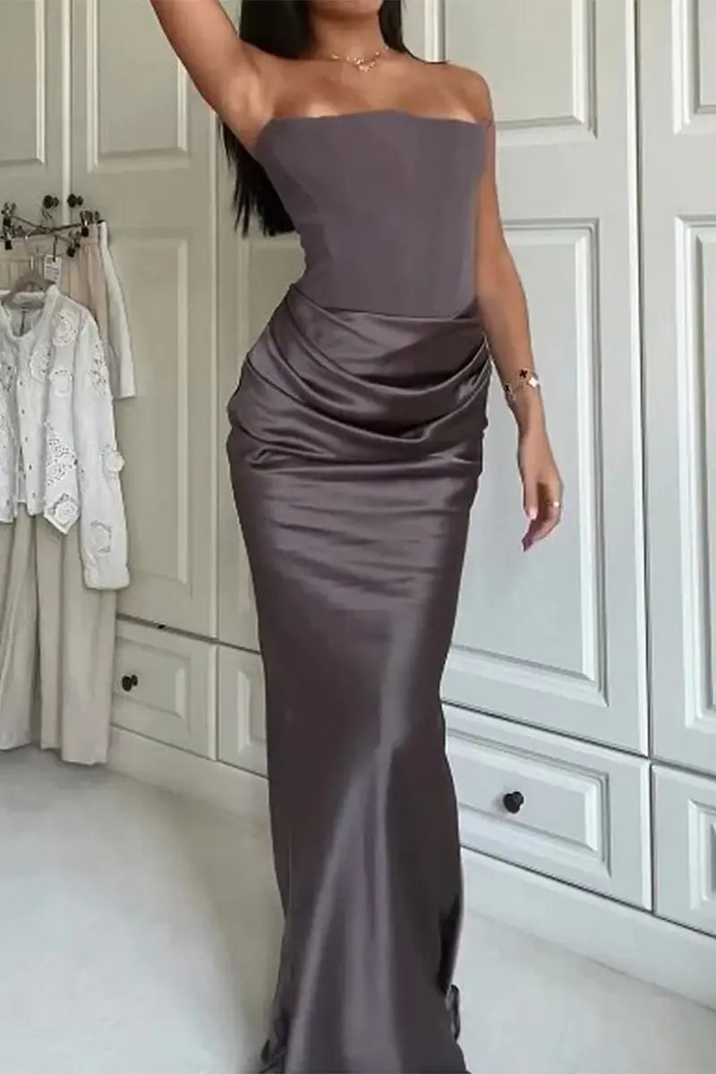 Sexy Prom Ruched Strapless Evening Dresses  Fashionpara