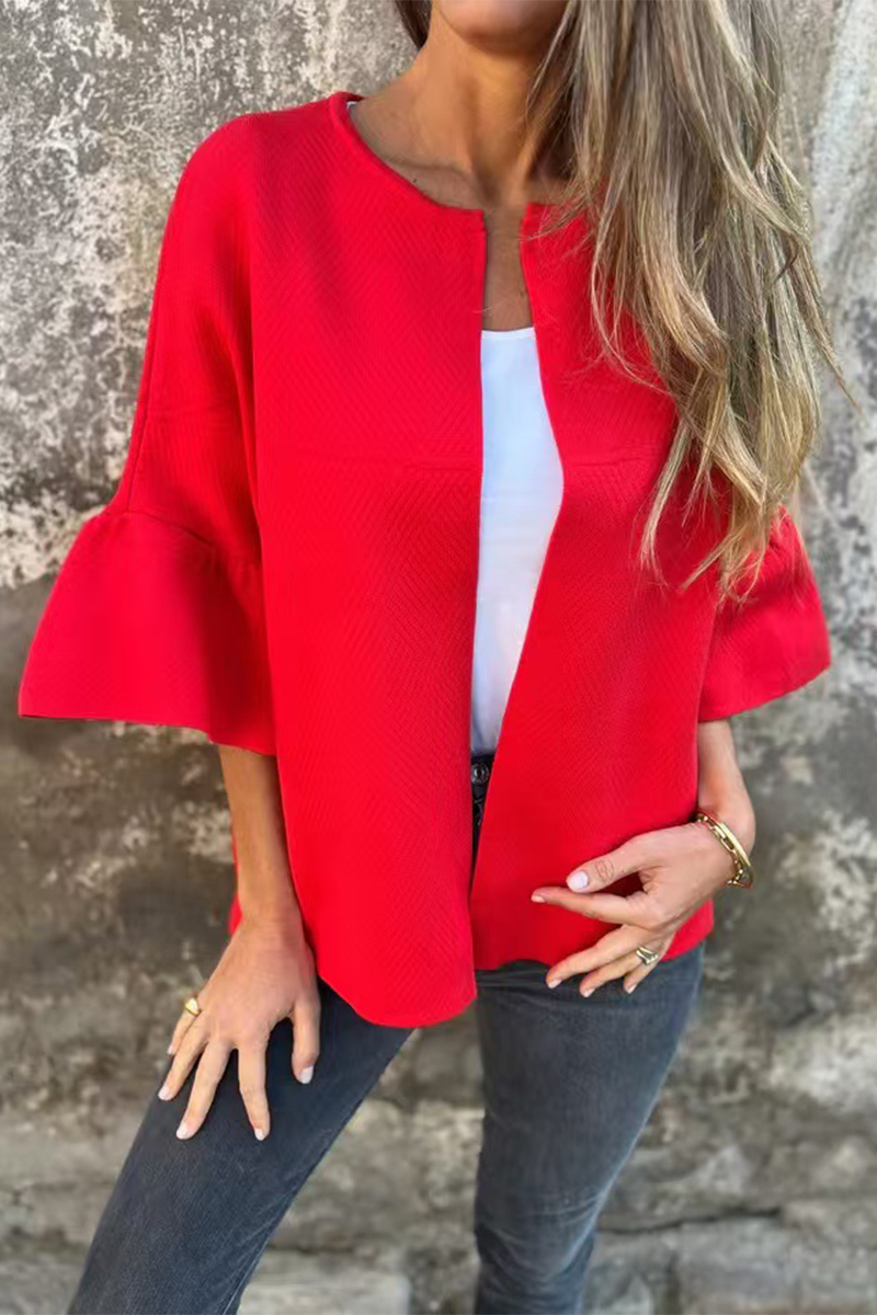 Bohonini Casual Solid Color Ruffle Blazer for Everyday Wear