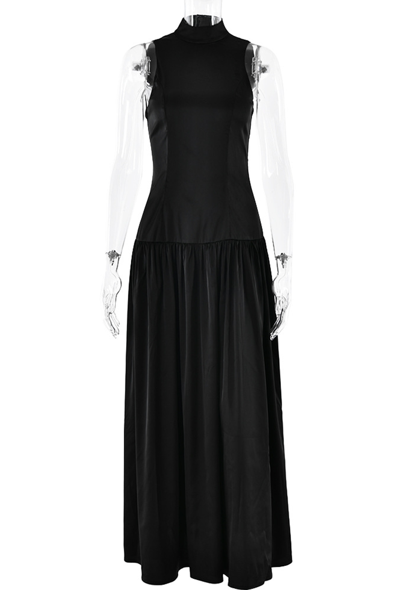 Sexy Backless Ruched Halter Sleeveless Dresses - Fashionpara