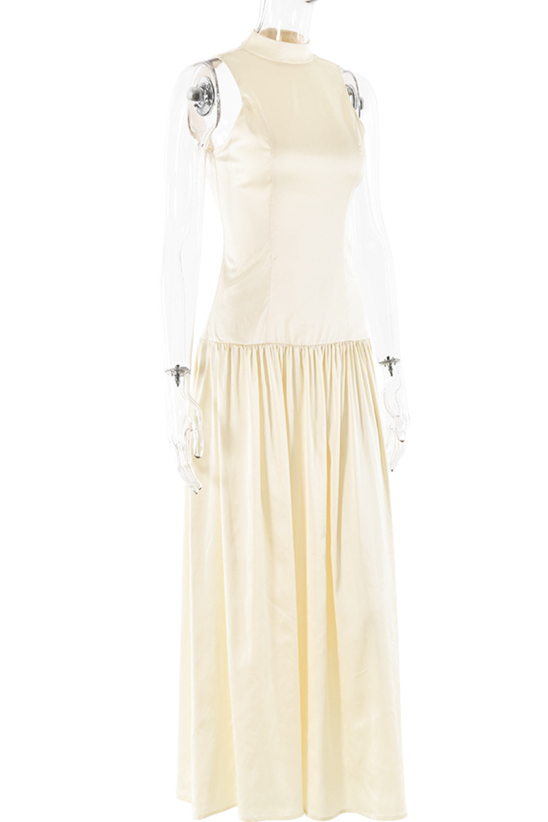 Sexy Backless Ruched Halter Sleeveless Dresses - Fashionpara