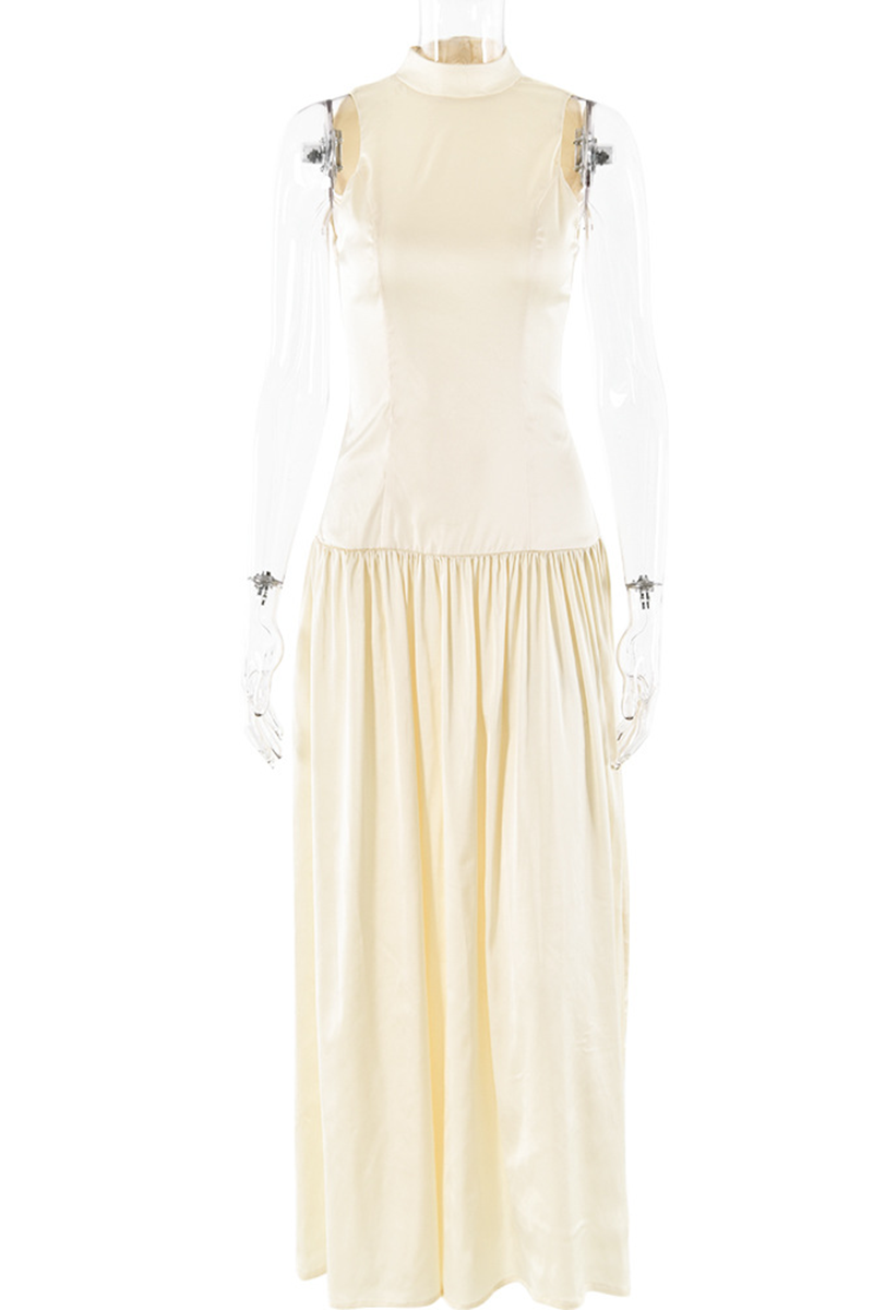 Sexy Backless Ruched Halter Sleeveless Dresses - Fashionpara