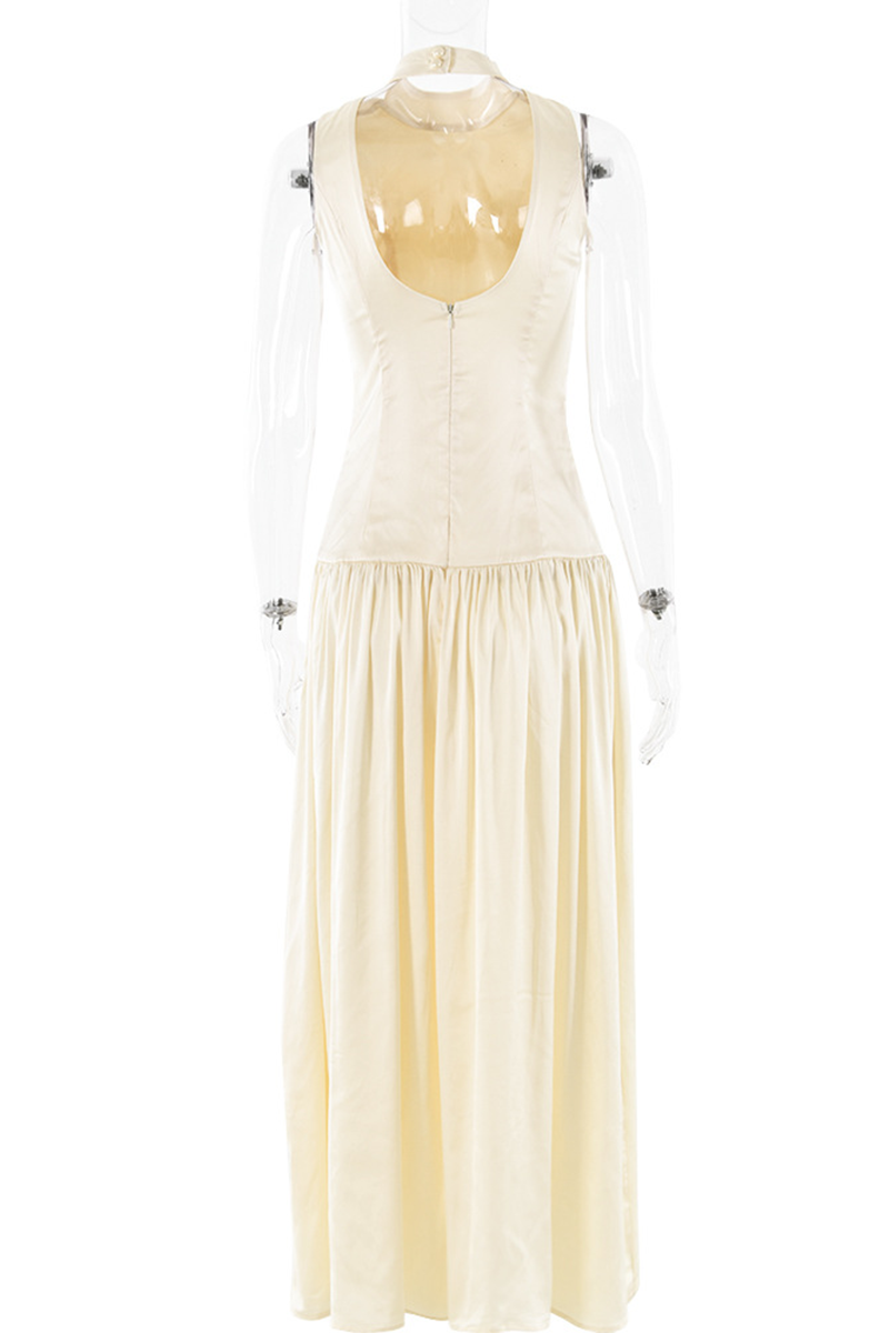 Sexy Backless Ruched Halter Sleeveless Dresses - Fashionpara