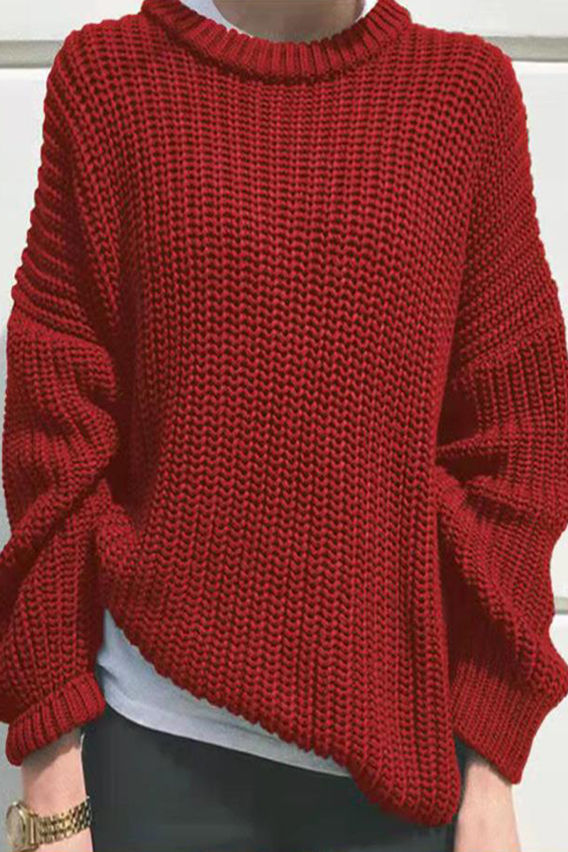 Flornana Casual Solid Color O-Neck Sweater for Everyday Wear