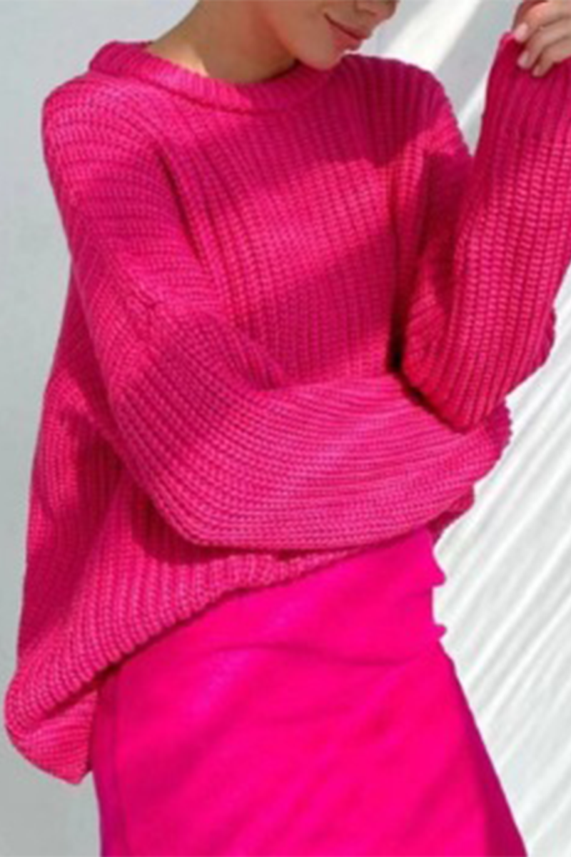 Flornana Casual Solid Color O-Neck Sweater for Everyday Wear