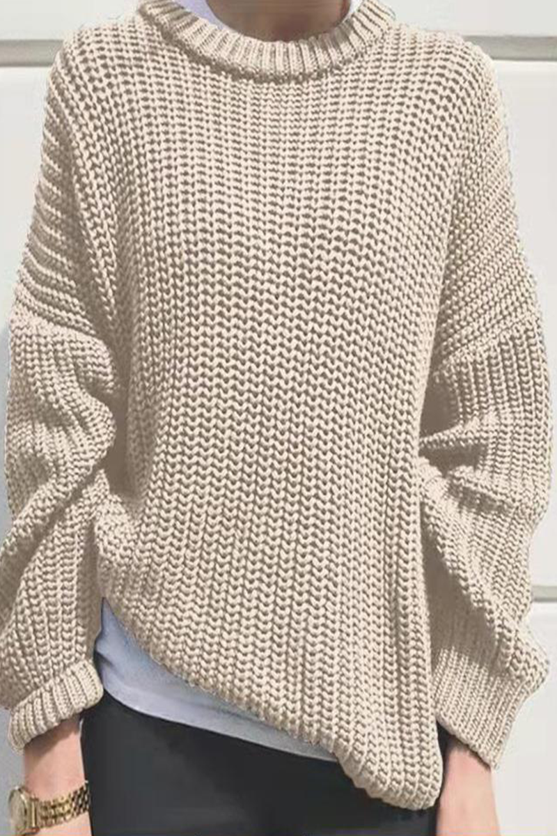 Flornana Casual Solid Color O-Neck Sweater for Everyday Wear