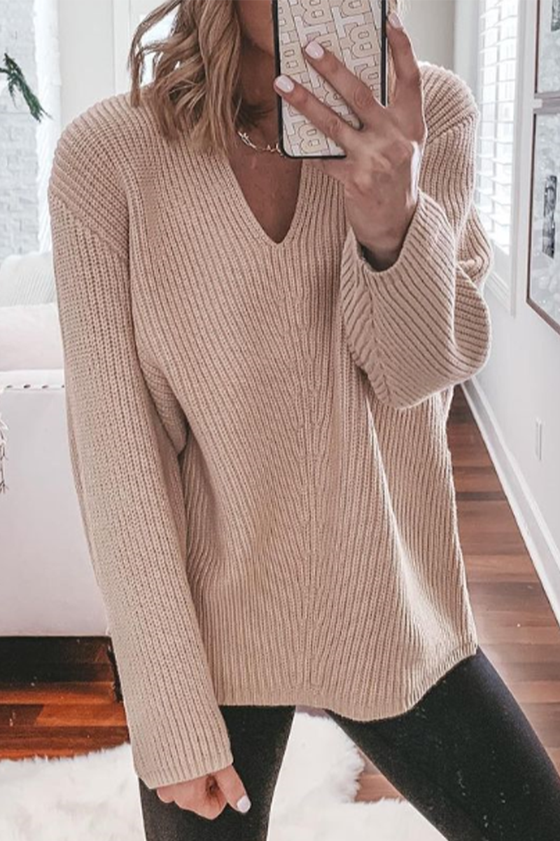 Bohonini Solid Color V Neck Sweater for Effortless Style