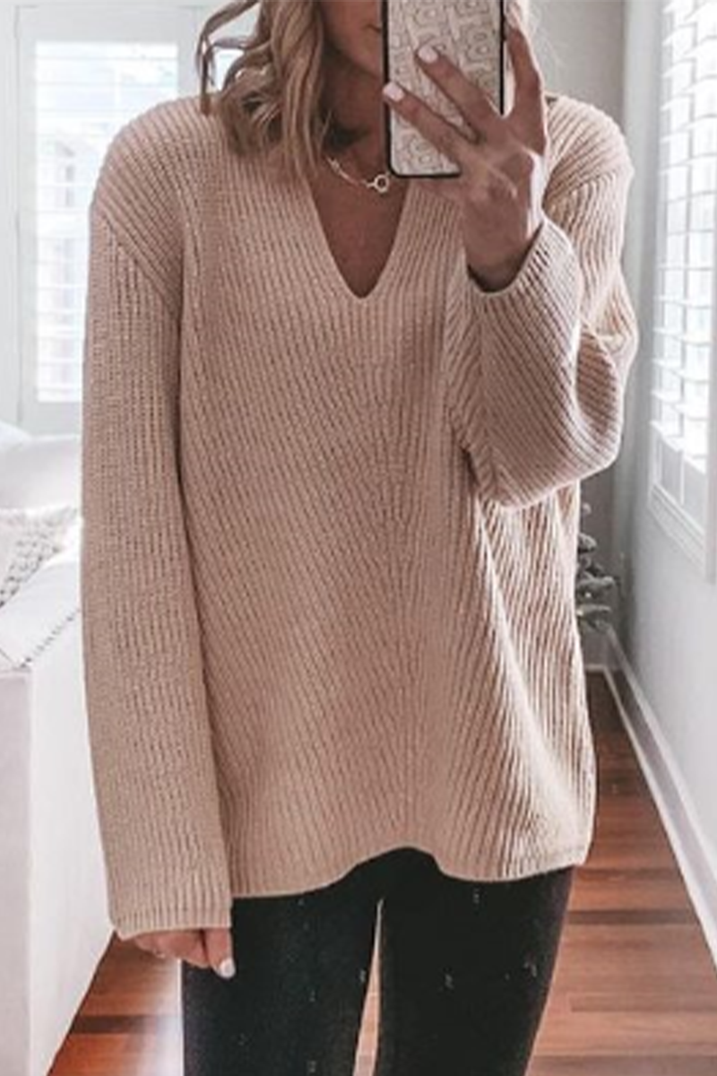 Bohonini Solid Color V Neck Sweater for Effortless Style