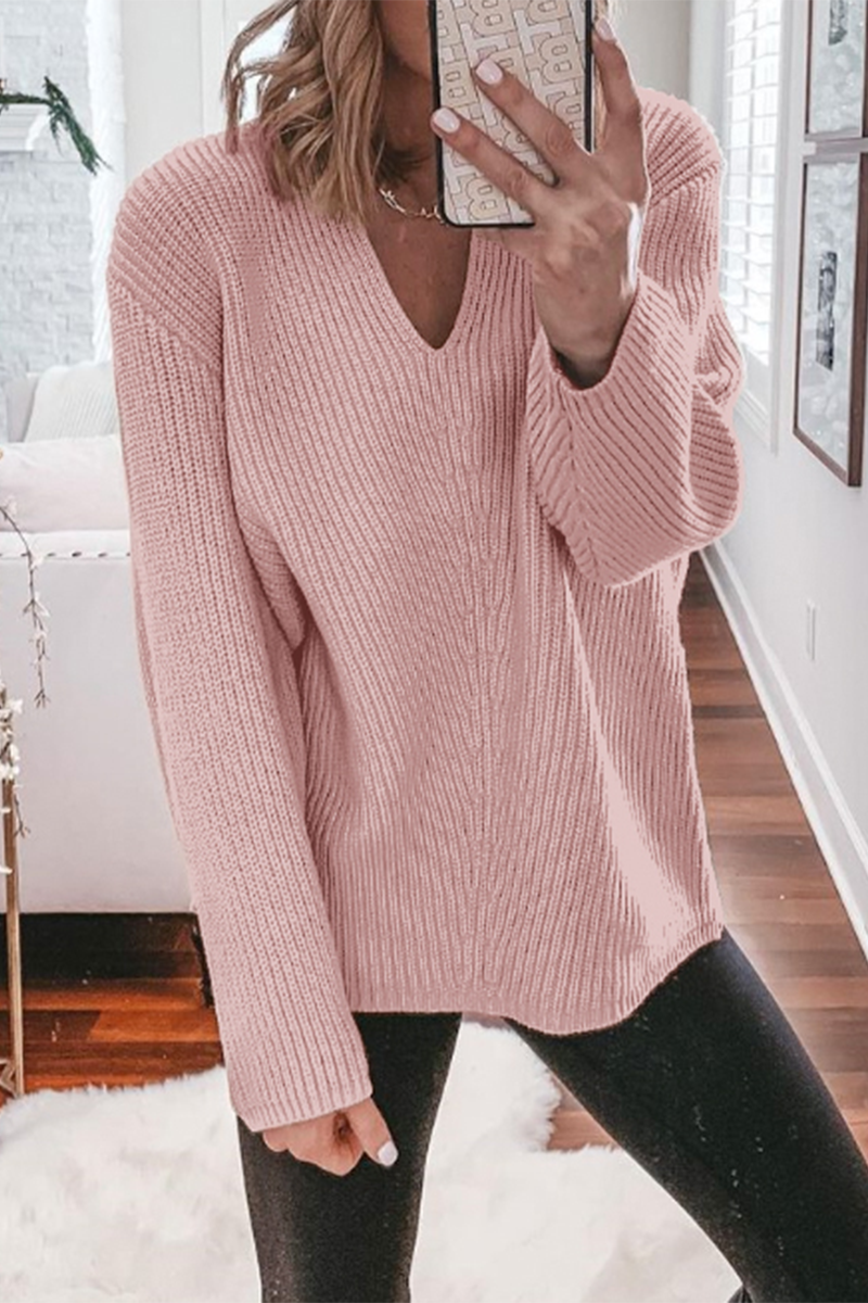 Bohonini Solid Color V Neck Sweater for Effortless Style