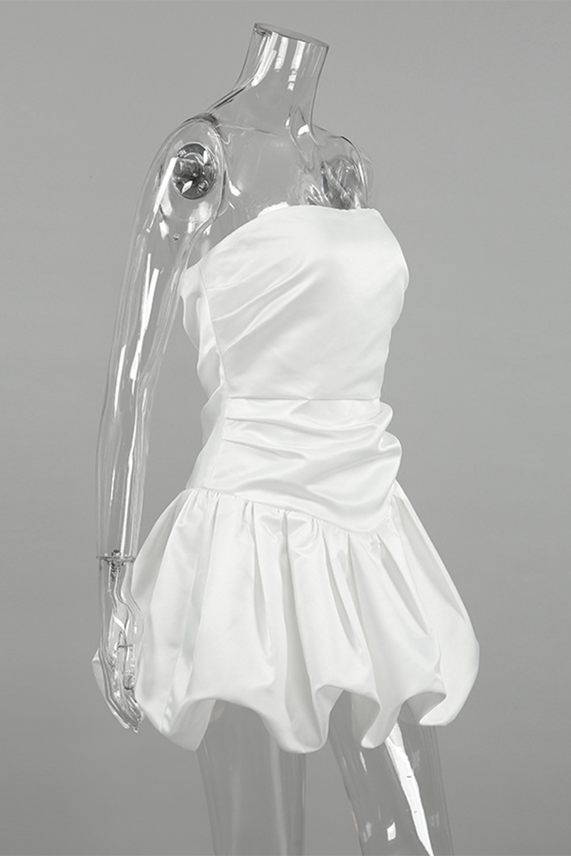 Sexy Ruffle Ruched Strapless Strapless Dresses - Fashionpara