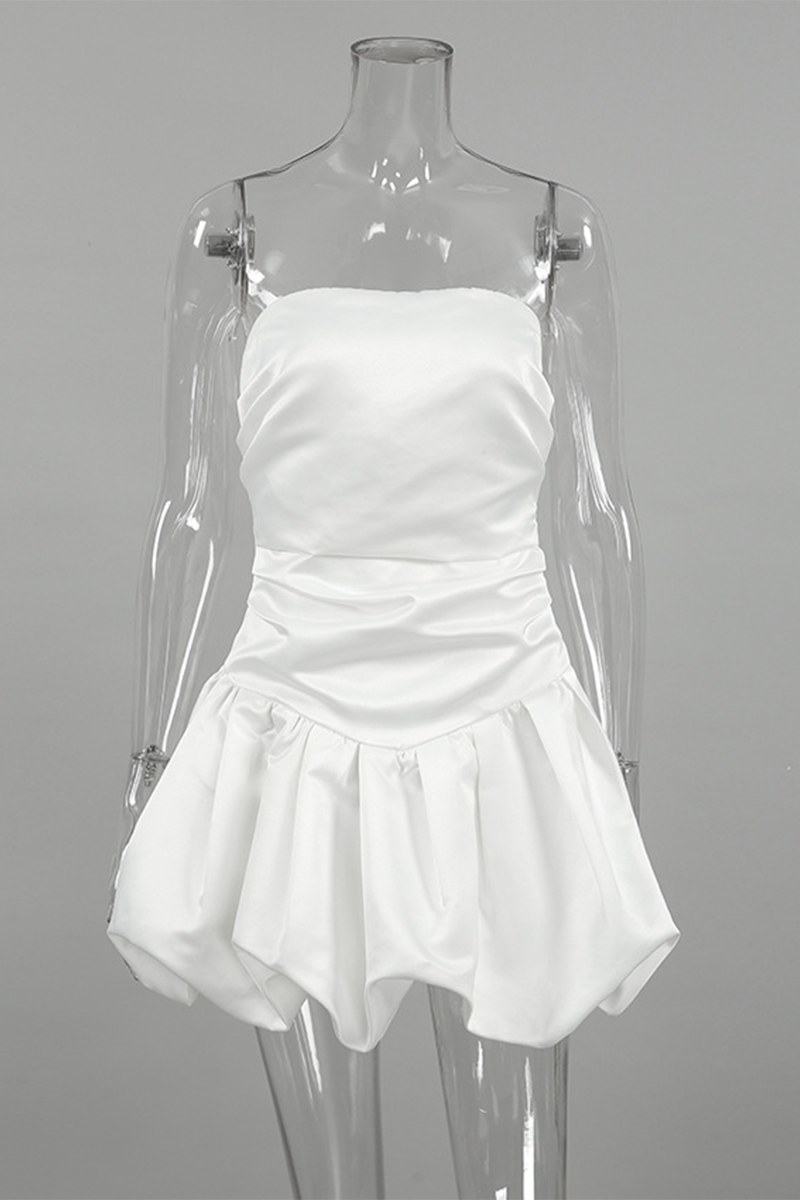 Sexy Ruffle Ruched Strapless Strapless Dresses - Fashionpara