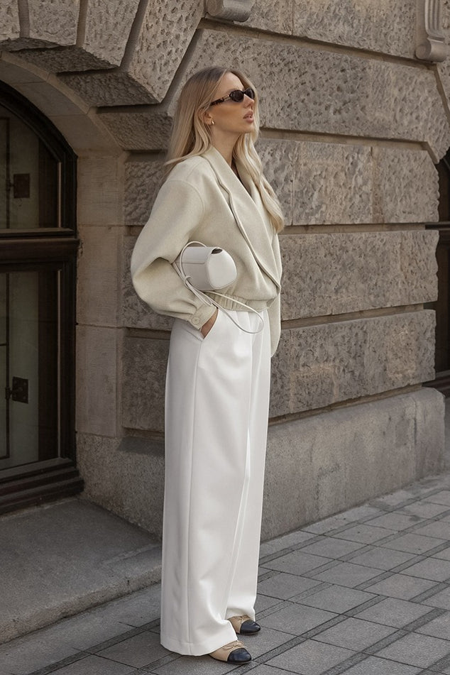 Office Ready Notch Lapel Wool Blend Coat - Fashionpara