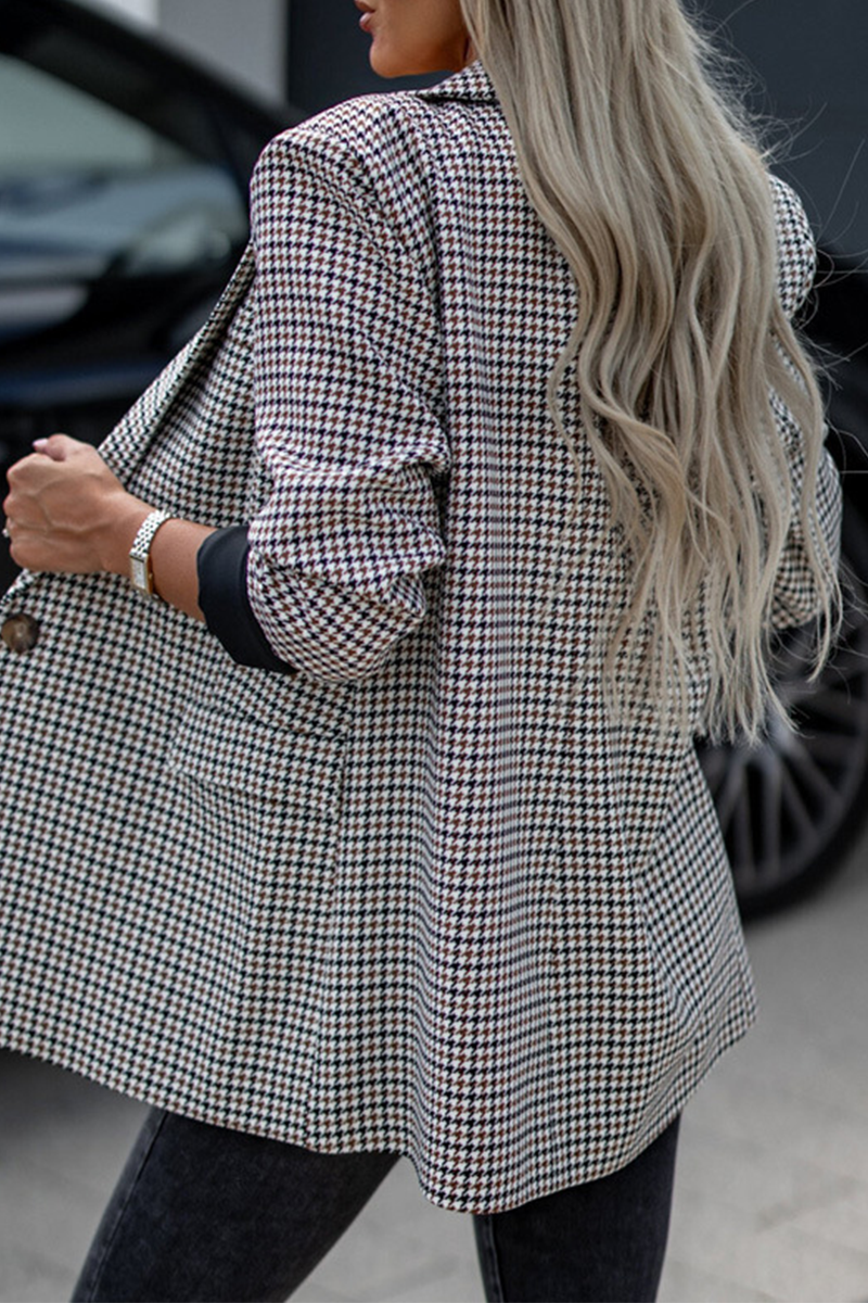 Bohonini Casual Plaid Turn-Back Collar Outerwear Jacket