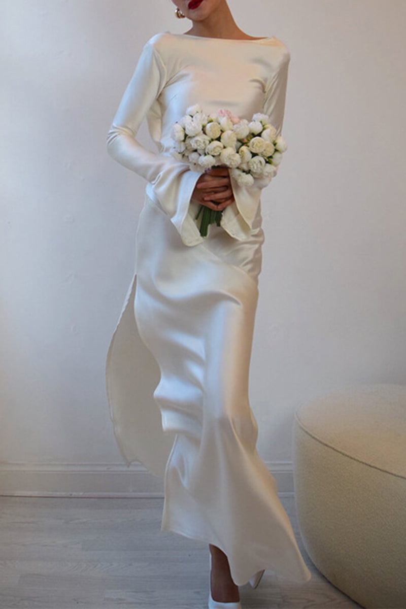 Sexy Backless Slit O Neck Long Dresses(4 Colors) - Fashionpara