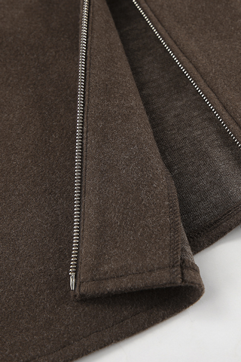 Casual Zippered Blazer with Turndown Collar for Effortless Style