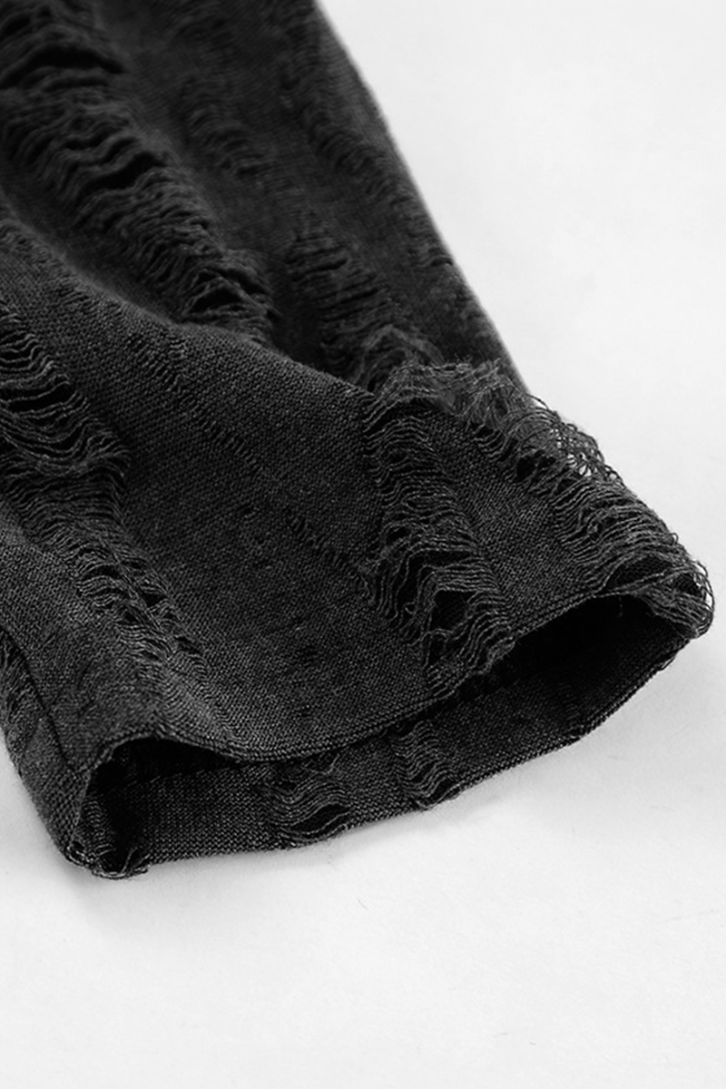 Casual Street Ripped Distressed O Neck Tops - Fashionpara