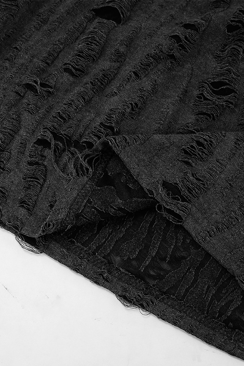 Casual Street Ripped Distressed O Neck Tops - Fashionpara