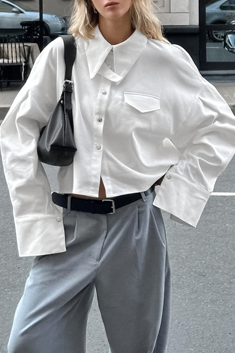 Casual Daily Buttons Turndown Collar Blouses