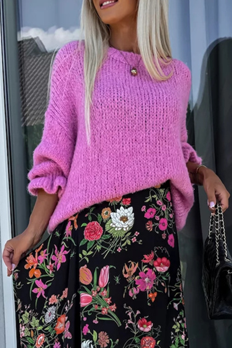 Bohonini Casual Ruffle Weave O Neck Sweater in 4 Colors