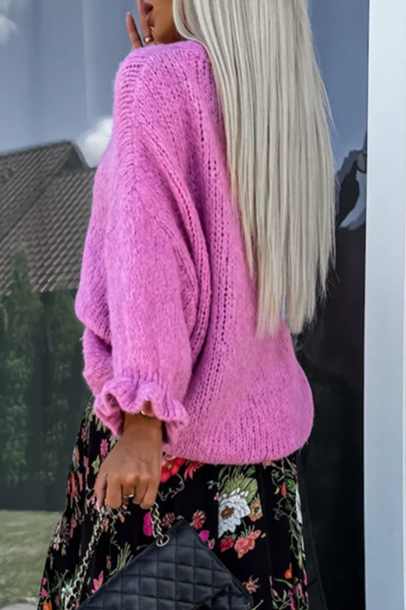 Bohonini Casual Ruffle Weave O Neck Sweater in 4 Colors