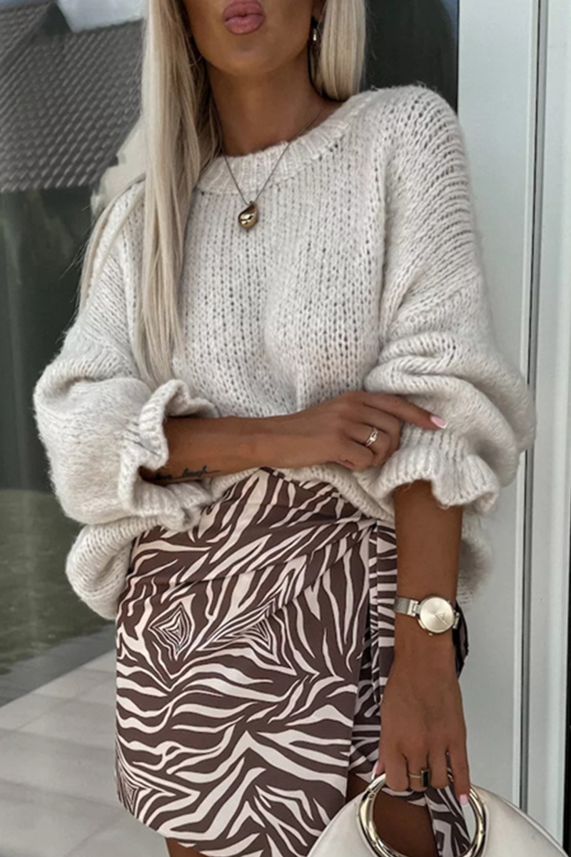 Bohonini Casual Ruffle Weave O Neck Sweater in 4 Colors