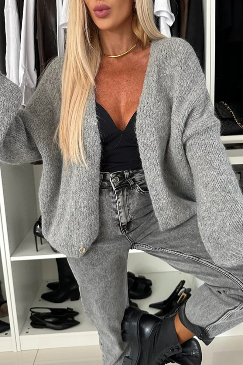 Bohonini Casual V Neck Knitted Jacket for Everyday Style