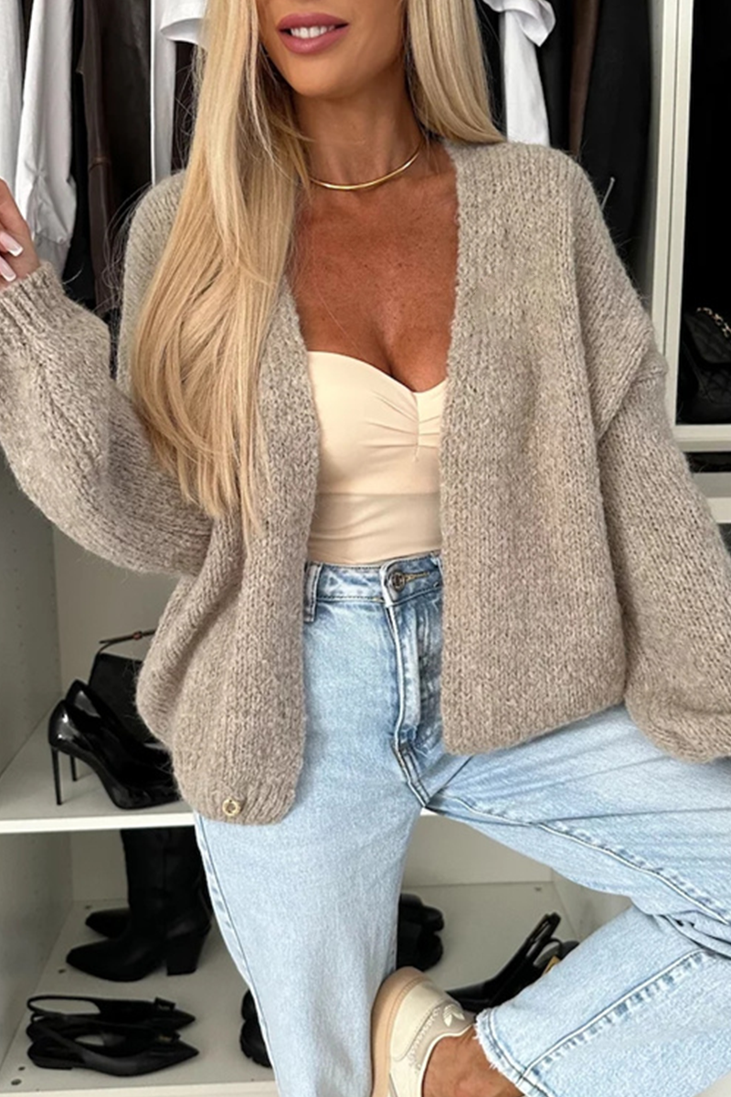 Bohonini Casual V Neck Knitted Jacket for Everyday Style